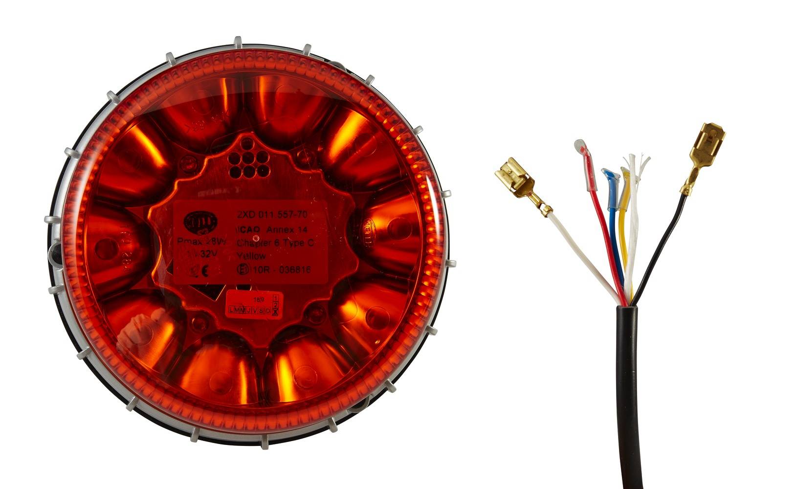 HELLA 2XD 011 557-701 LED-Rundumkennleuchte - K-LED 2.0 - 12/24V - gelb - geschraubt - gelb - Kabel:
