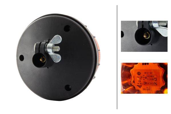 HELLA 2XD 011 557-811 LED-Rundumkennleuchte - K-LED 2.0 - 12/24V - gelb - Rohrstutzen - gelb