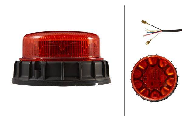 HELLA 2XD 011 557-841 LED-Rundumkennleuchte - K-LED 2.0 - 12/24V - gelb - geschraubt - gelb - Kabel: