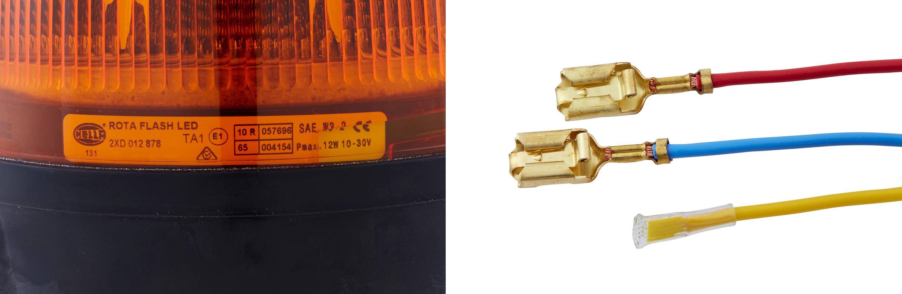 HELLA 2XD 012 878-001 LED-Blitz-Kennleuchte - RotaLED - 12/24V - gelb - geschraubt - gelb - Kabel: 1