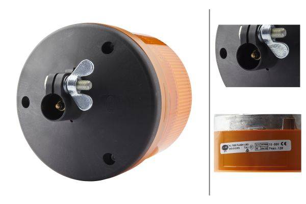 HELLA 2XD 012 972-011 LED-Blitz-Kennleuchte - KL 7000 - 12/24V - gelb - Rohrstutzen, flexibel - gelb