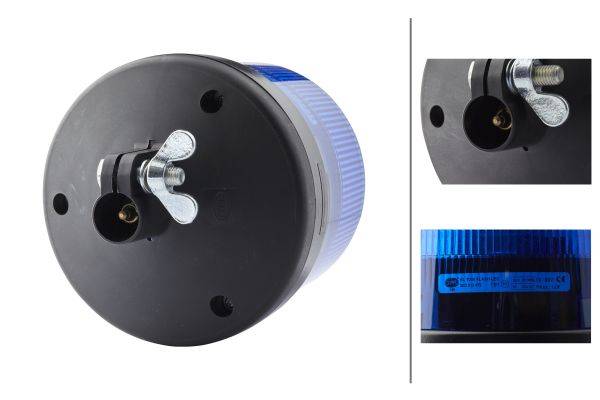 HELLA 2XD 012 972-111 LED-Blitz-Kennleuchte - KL 7000 - 12/24V - Rohrstutzen, flexibel - blau (2x) -