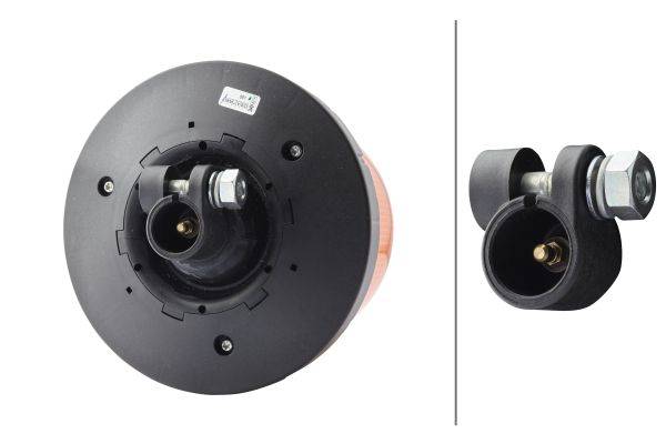 HELLA 2XD 013 979-011 LED-Rundumkennleuchte - RotaLED Compact - 12/24V - gelb - Rohrstutzen, flexibe