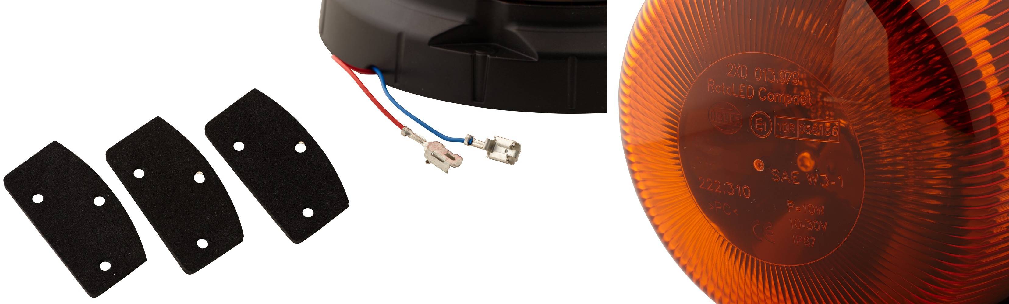 HELLA 2XD 013 979-201 LED-Blitz-Kennleuchte - RotaLED Compact - 12/24V - schwarz - geschraubt - gelb