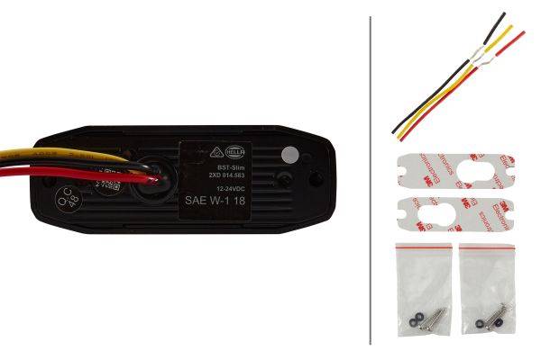 HELLA 2XD 014 563-901 LED-Blitz-Kennleuchte - BST-Slim - 12/24V - weiß - Anbau/geschraubt - glasklar