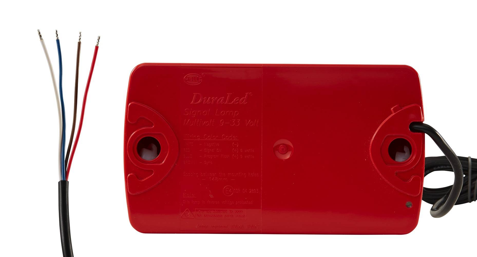HELLA 2XD 965 429-011 LED-Blitz-Kennleuchte - Multi F Duraled - 12/24V - Anbau - rot - rot - Kabel: