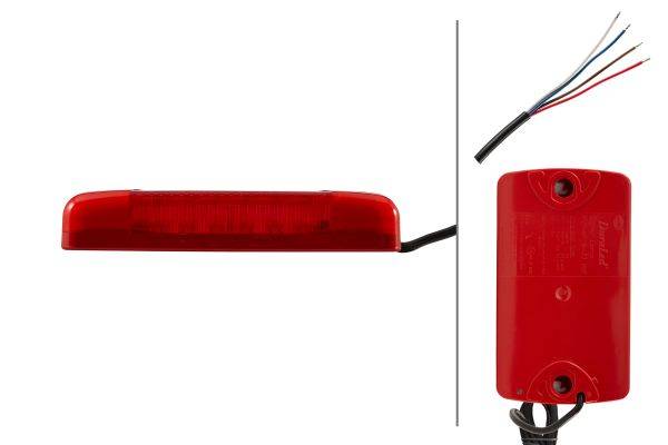 HELLA 2XD 965 429-011 LED-Blitz-Kennleuchte - Multi F Duraled - 12/24V - Anbau - rot - rot - Kabel: