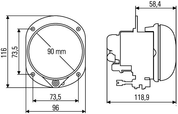 HELLA 1N0 010 294-001 FF/Halogen-Nebelscheinwerfer - 90mm Essential - 12V - rund - Einbau - glasklar