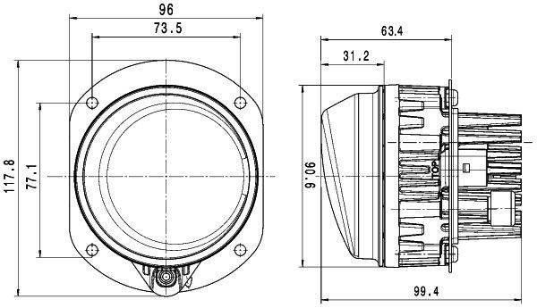 HELLA 1N0 011 988-061 Nebelscheinwerfer - 90mm Performance L4060 - 12/24V - Einbau - Lichtscheibenfa