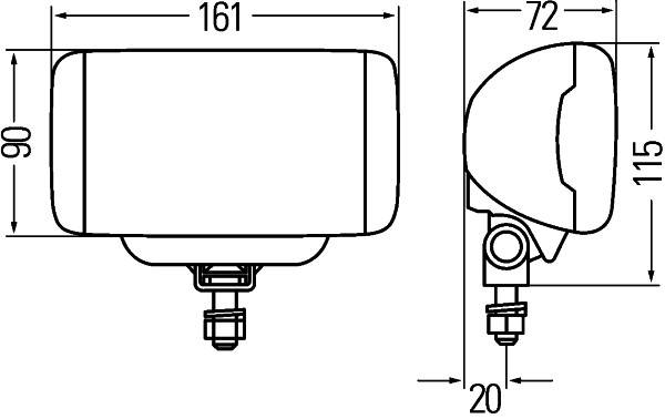 HELLA 1NB 010 951-101 FF/Halogen-Nebelscheinwerfer - Comet FF 450 - 12/24V - rechteckig - Anbau - Li