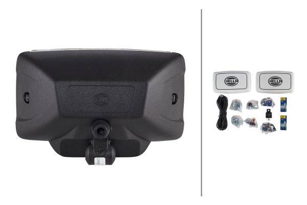 HELLA 1NB 010 951-831 FF/Halogen-Nebelscheinwerfersatz - Comet FF 450 - 12/24V - rechteckig - Anbau