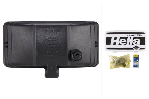 HELLA 1ND 005 700-421 Halogen-Nebelscheinwerfer - Comet 550 - 12V - Anbau - glasklare Streuscheibe -