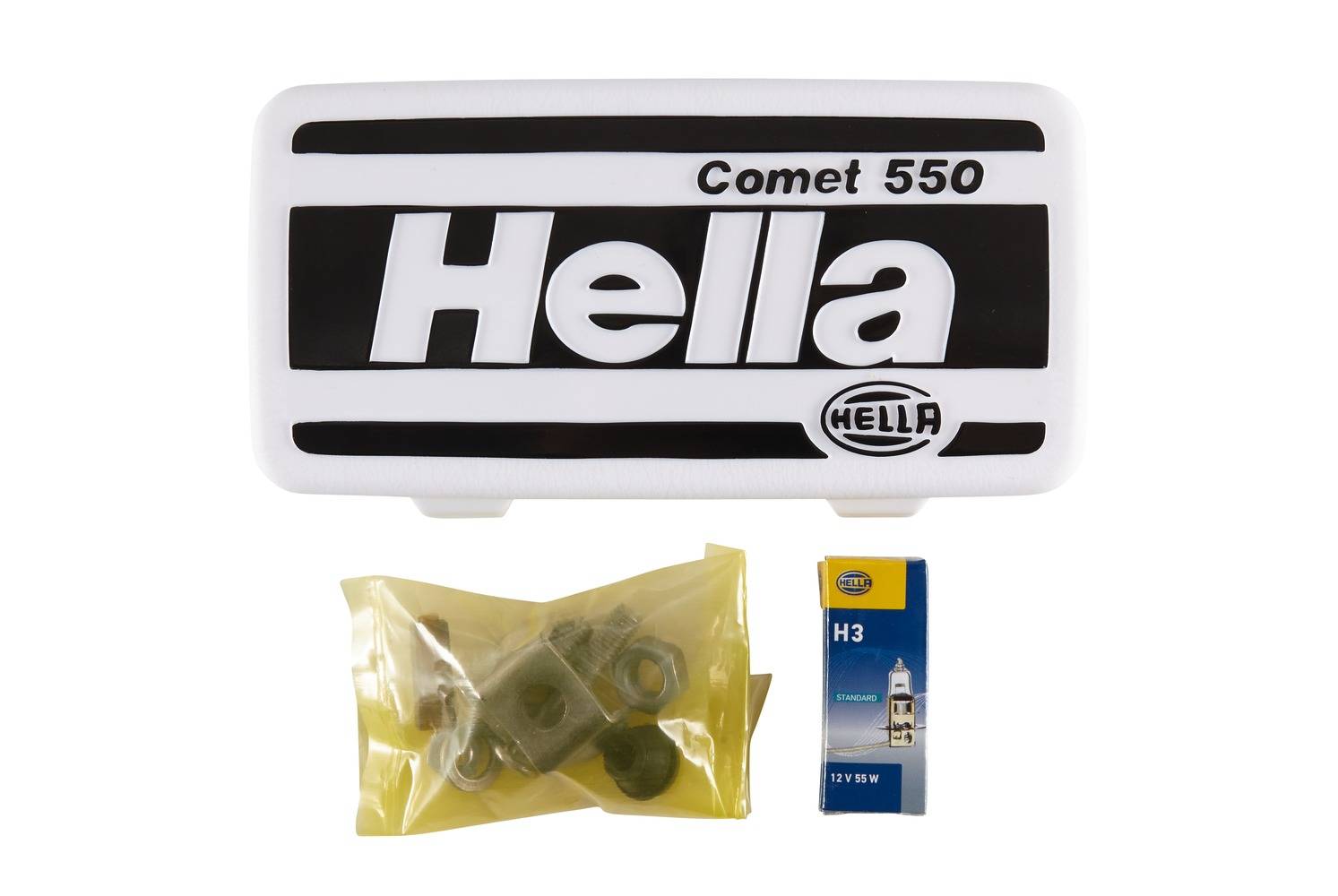 HELLA 1ND 005 700-421 Halogen-Nebelscheinwerfer - Comet 550 - 12V - Anbau - glasklare Streuscheibe -