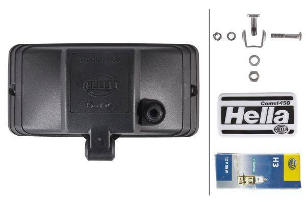 HELLA 1ND 005 700-441 Halogen-Nebelscheinwerfer - Comet 550 - 12V - Anbau - glasklare Streuscheibe -
