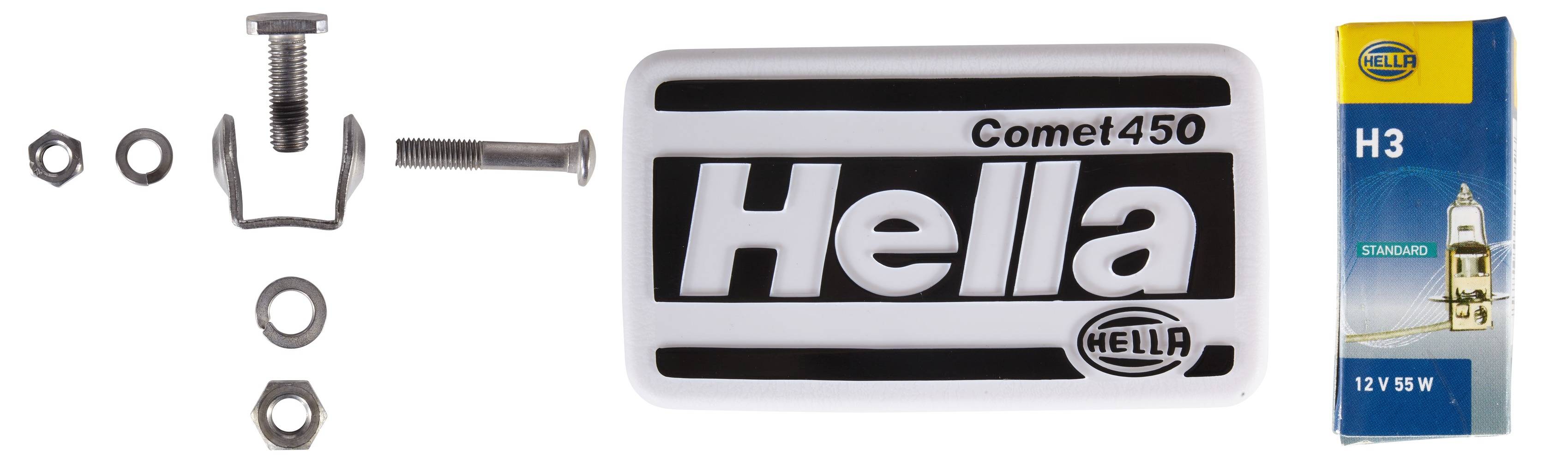 HELLA 1ND 005 700-441 Halogen-Nebelscheinwerfer - Comet 550 - 12V - Anbau - glasklare Streuscheibe -