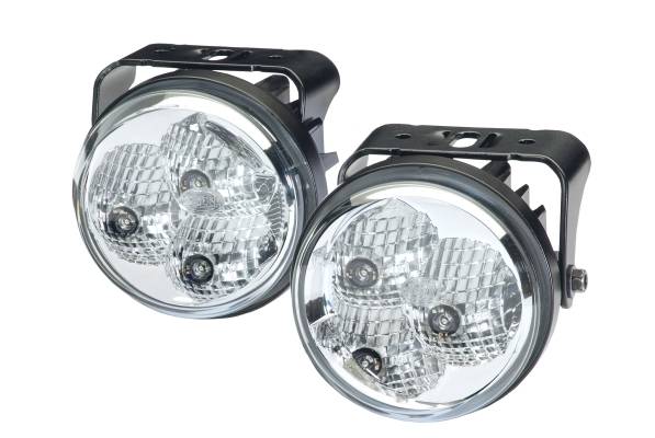 HELLA 2PT 009 599-811 LED-Tagfahrleuchtensatz - 90mm - 12/24V - Anbau - Lichtscheibenfarbe: glasklar