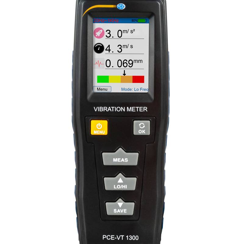 Schwingungsmessgerät für die Einhandbedienung | Beschleunigung, Geschwindigkeit, Weg