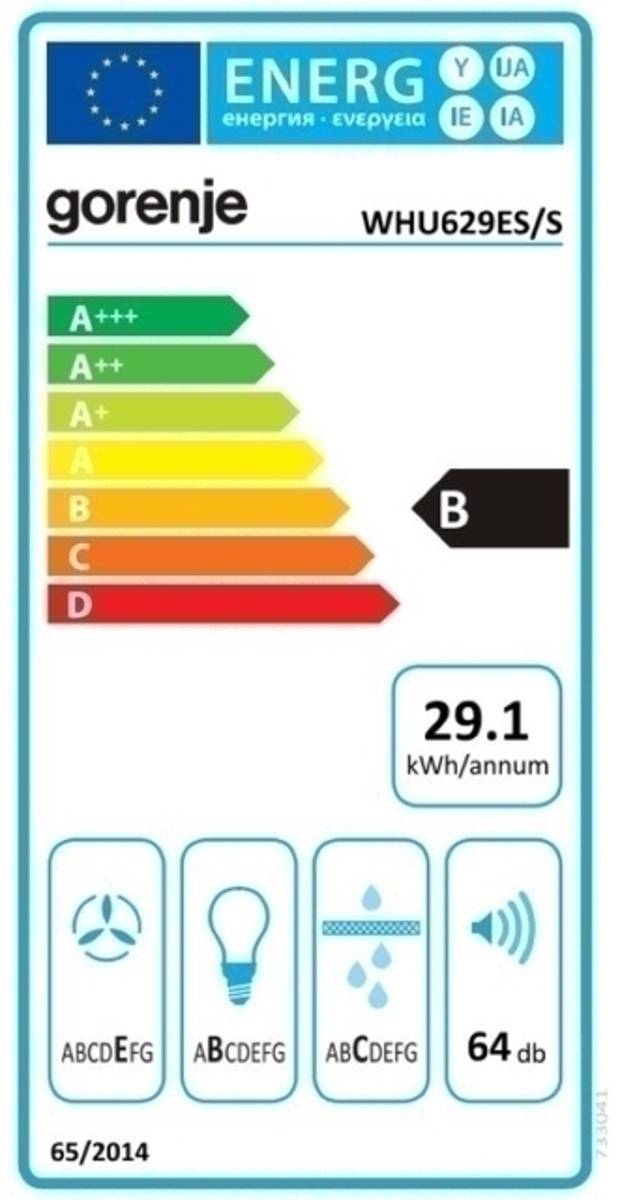 Energieeffizienzlabel mit Top-Bewertungen von A+++ bis D in Farbbalken; Gerät mit Bewertung 'B'; Jahresverbrauch: 29,1 kWh.
