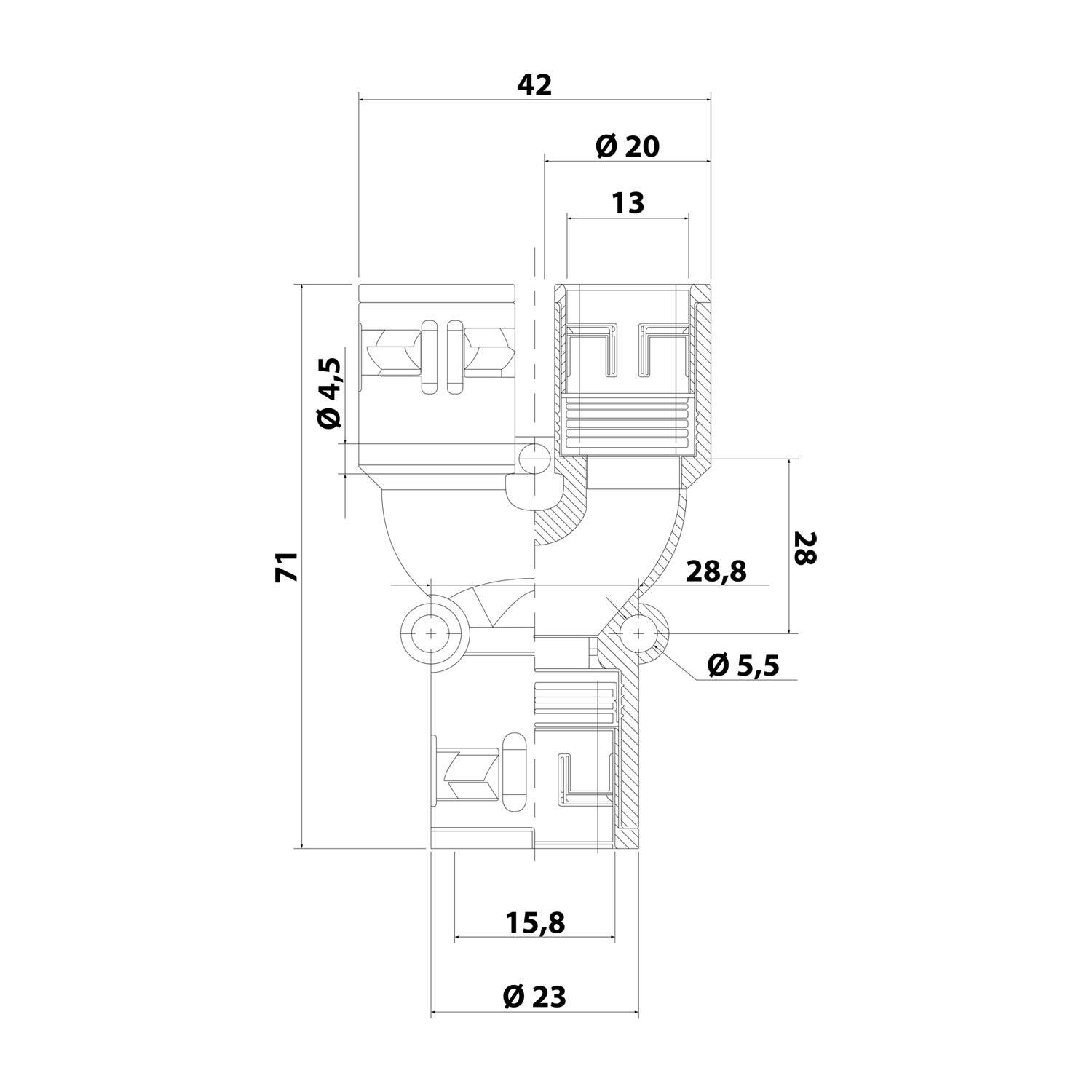 FLEXA FY15 13-13 Schnellverschraubung Y-Verteiler PA für Schlauch-Außendurchmesser 1x15,8mm + 2x13mm hochdichtend