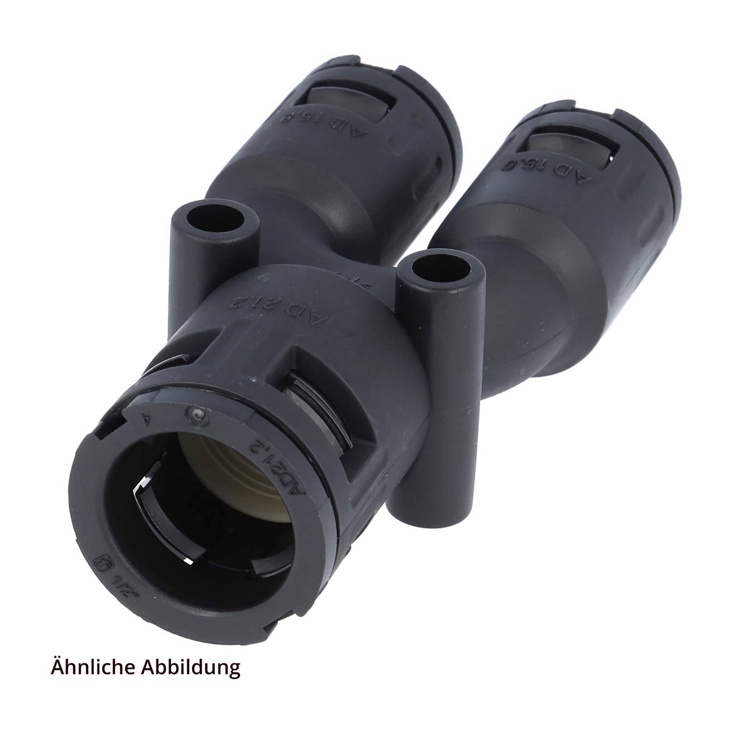 FLEXA FY15 15-15 Schnellverschraubung Y-Verteiler PA für Schlauch-Außendurchmesser 1x15,8mm + 2x15,8mm hochdichtend