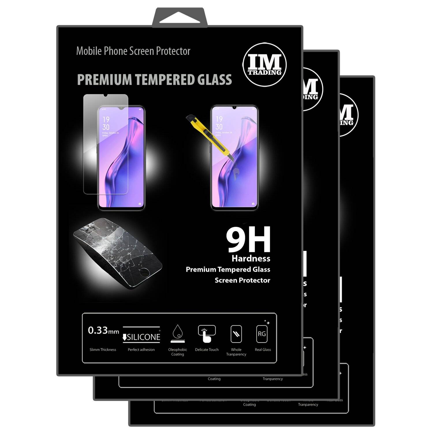 3X Schutz Schutz Glas 9H Tempered Glass Display Schutz Folie Display Glas Screen Protector kompatibel mit Oppo A31