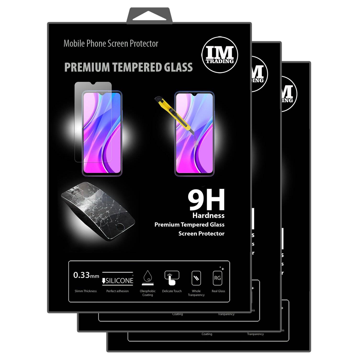 3X Schutz Schutz Glas 9H Tempered Glass Display Schutz Folie Display Glas Screen Protector kompatibel mit XIAOMI REDMI 9