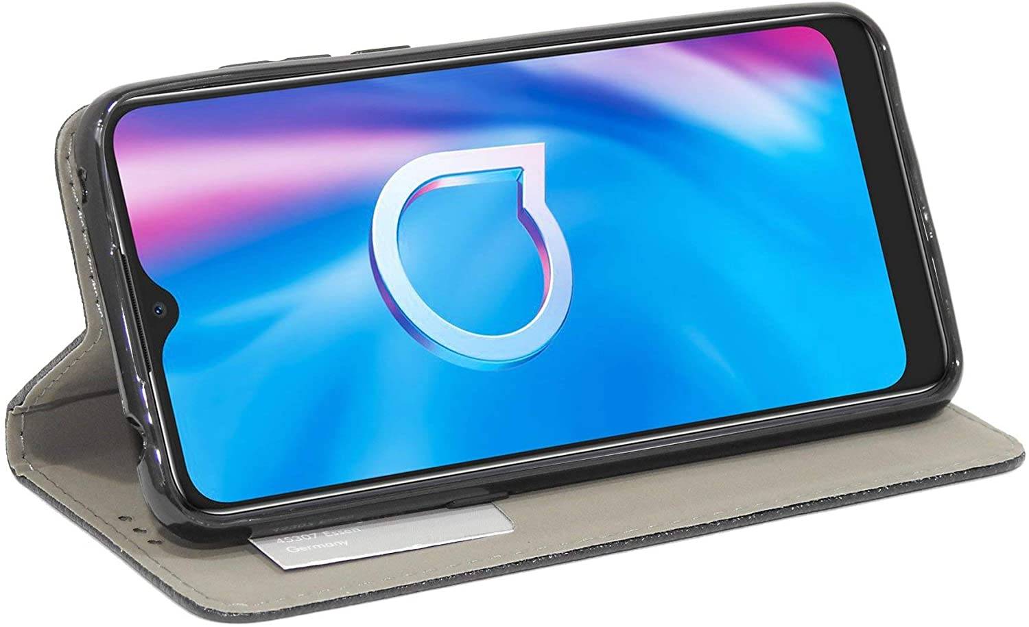 Buch Tasche "Smart" kompatibel mit Alcatel 1S ( 2020 ) Handy Hülle Etui Brieftasche Schutzhülle mit Standfunktion, Kartenfach Schwarz