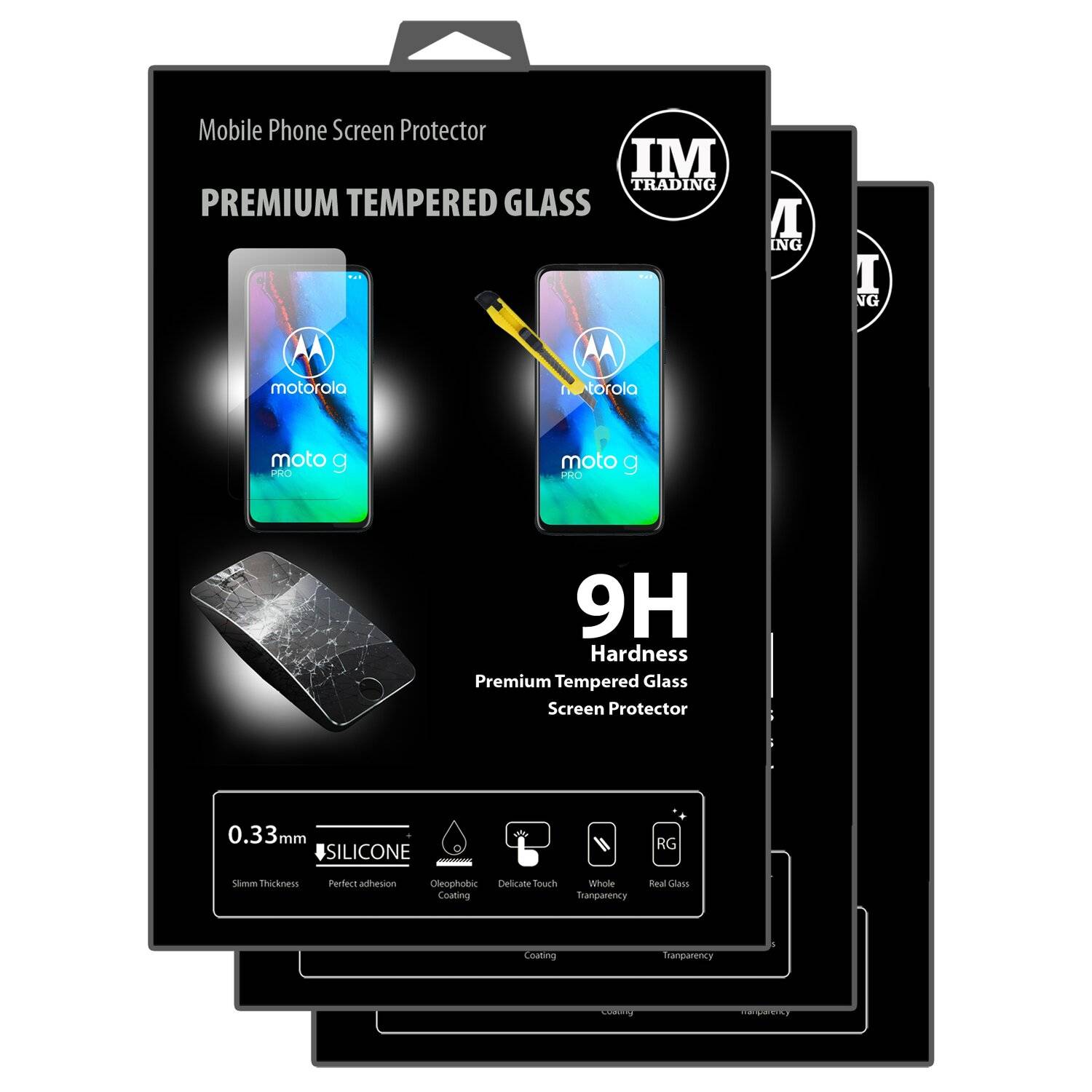 3X Schutz Schutz Glas 9H Tempered Glass Display Schutz Folie Display Glas Screen Protector kompatibel mit Motorola Moto G Pro