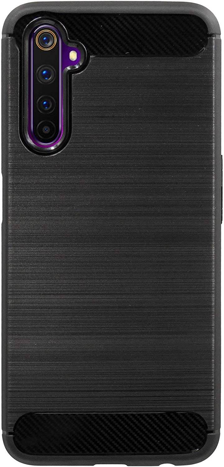 Silikon Hülle Bumper Carbon kompatibel mit realme 6 Pro Case TPU Soft Handyhülle Cover Schutzhülle Schwarz