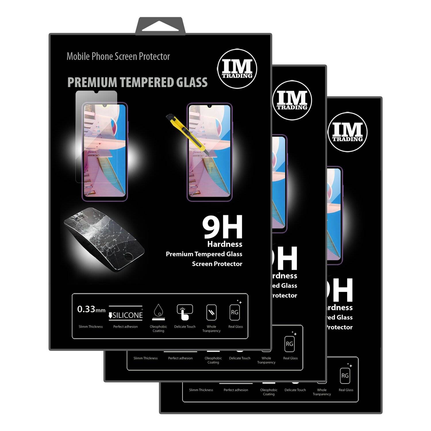 3X Schutz Schutz Glas 9H Tempered Glass Display Schutz Folie Display Glas Screen Protector kompatibel mit Honor 9A