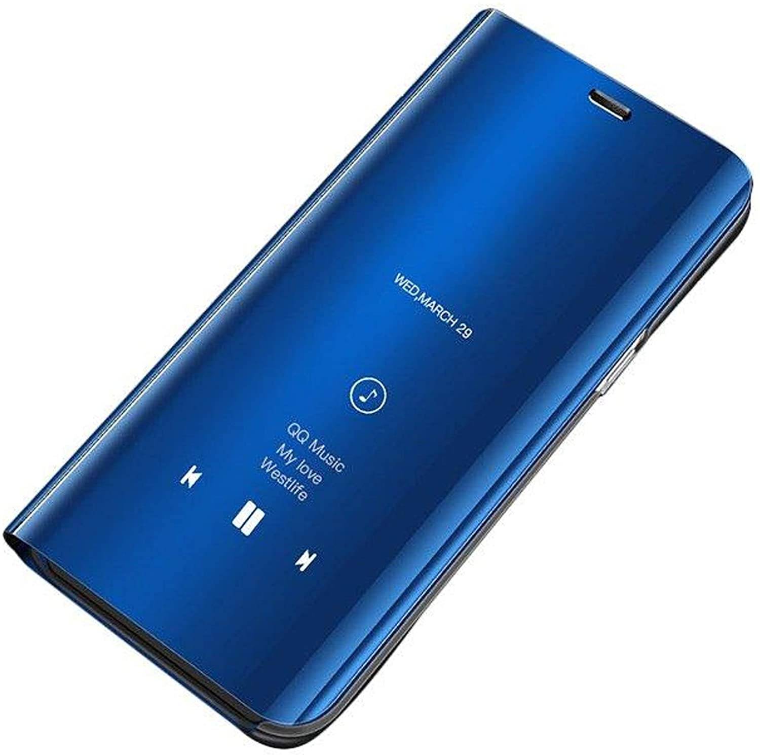 Smart View Spiegel Mirror Smart Cover Schale Etui kompatibel mit XIAOMI REDMI 9 Schutzhülle Tasche Case Schutz Clear Blau