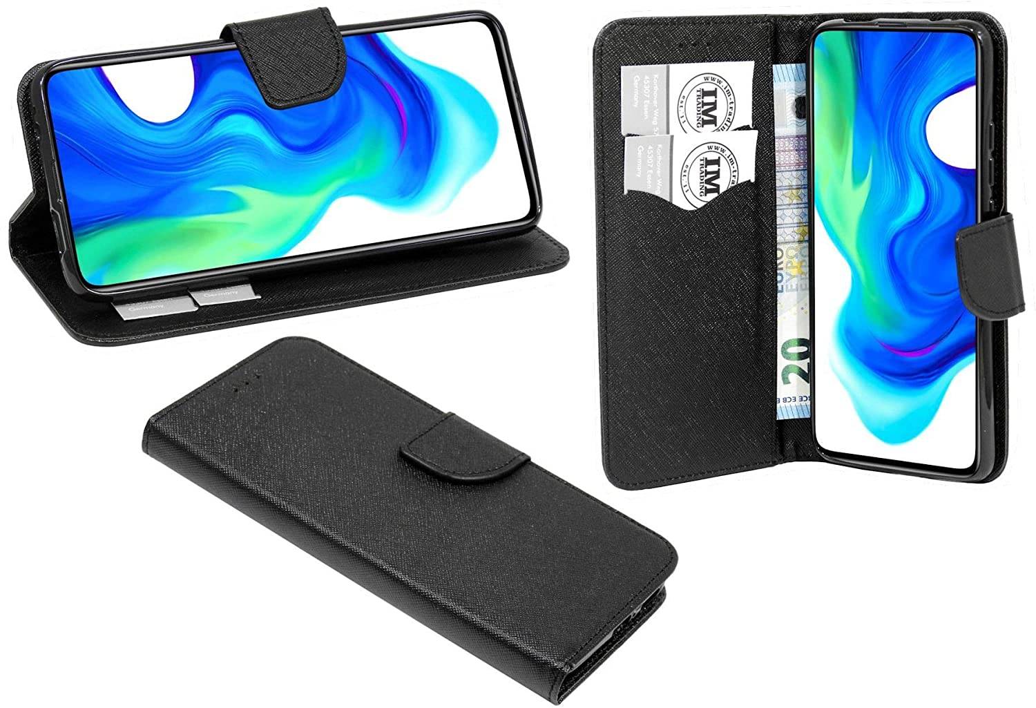 Buch Tasche "Fancy" kompatibel mit XIAOMI REDMI K30 PRO Handy Hülle Etui Brieftasche Schutzhülle mit Standfunktion, Kartenfach Schwarz