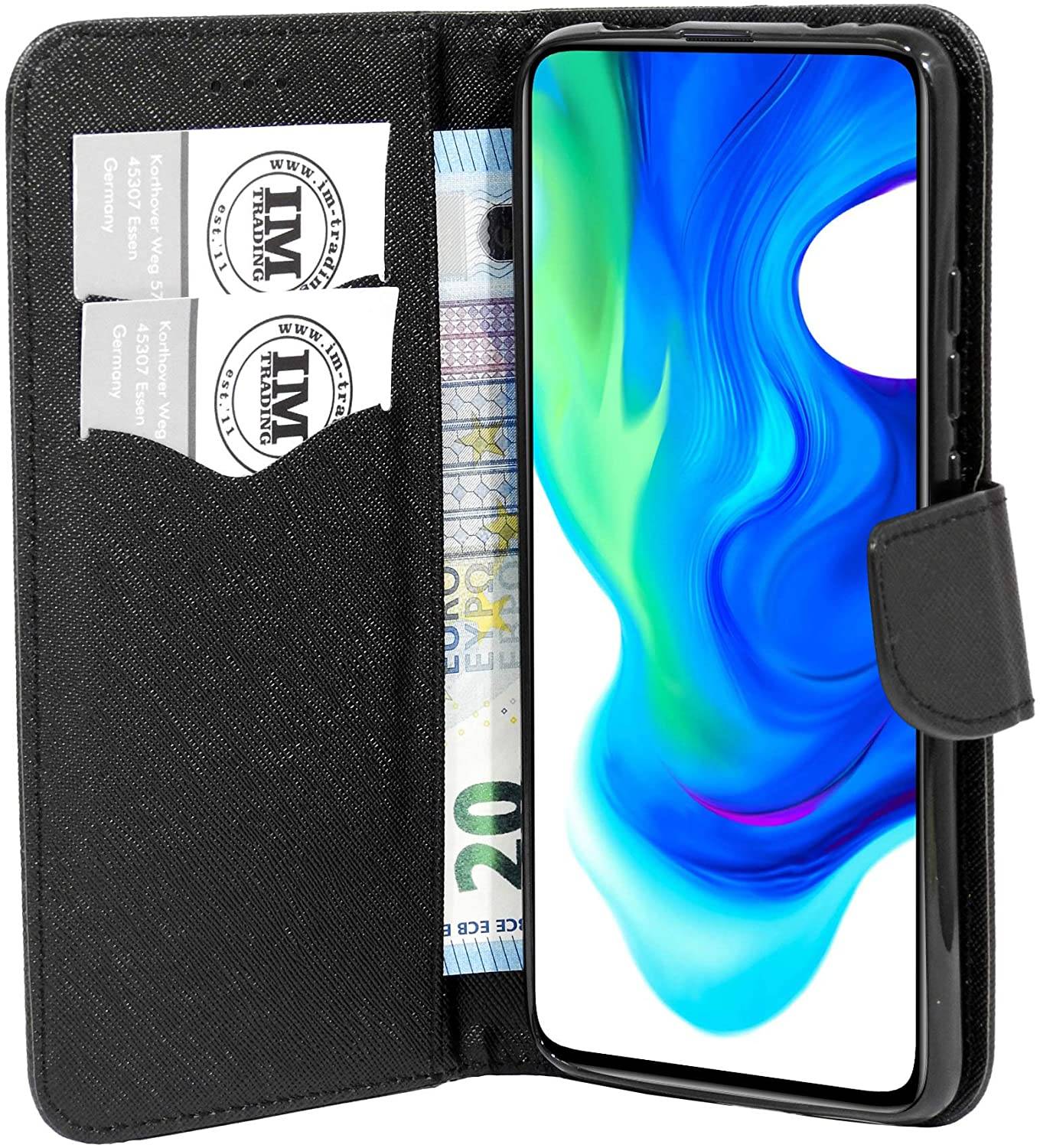 Buch Tasche "Fancy" kompatibel mit XIAOMI REDMI K30 PRO Handy Hülle Etui Brieftasche Schutzhülle mit Standfunktion, Kartenfach Schwarz