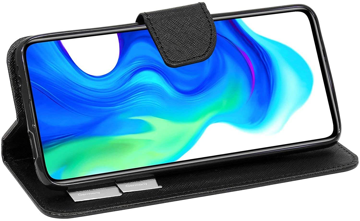 Buch Tasche "Fancy" kompatibel mit XIAOMI REDMI K30 PRO Handy Hülle Etui Brieftasche Schutzhülle mit Standfunktion, Kartenfach Schwarz