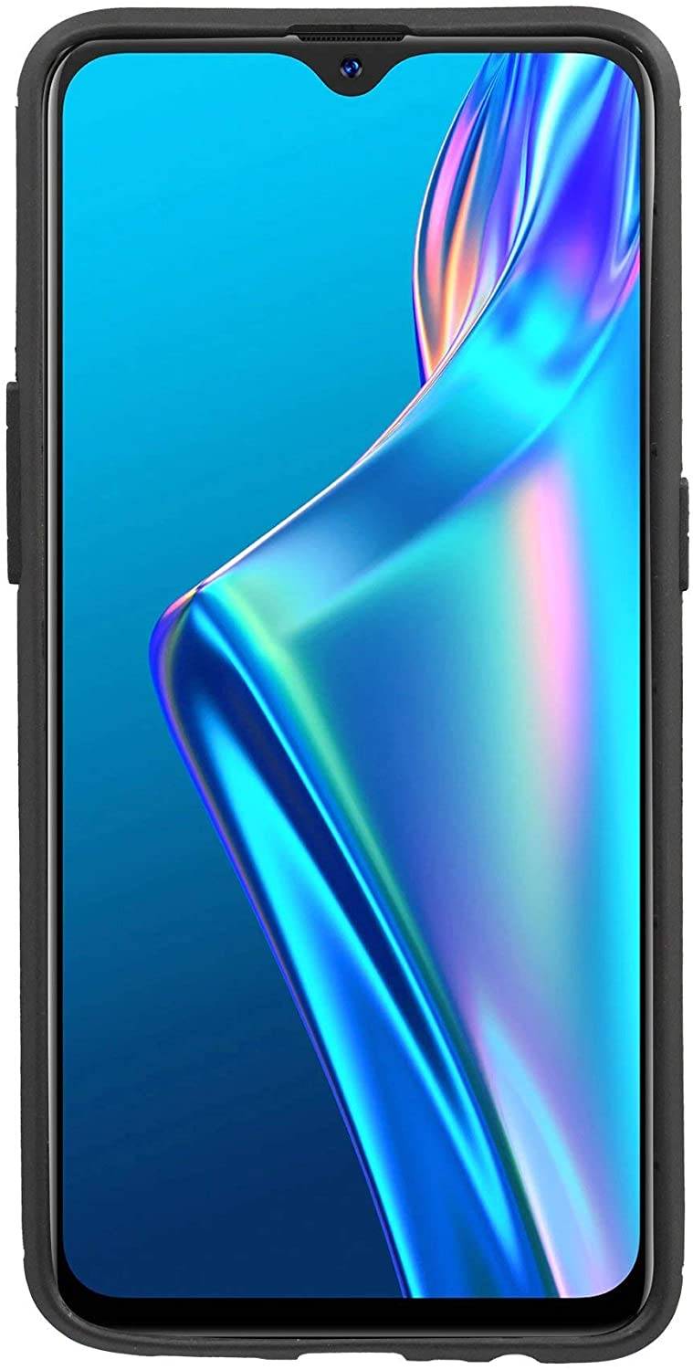 Silikon Hülle Bumper Carbon kompatibel mit Oppo A12 Case TPU Soft Handyhülle Cover Schutzhülle Schwarz