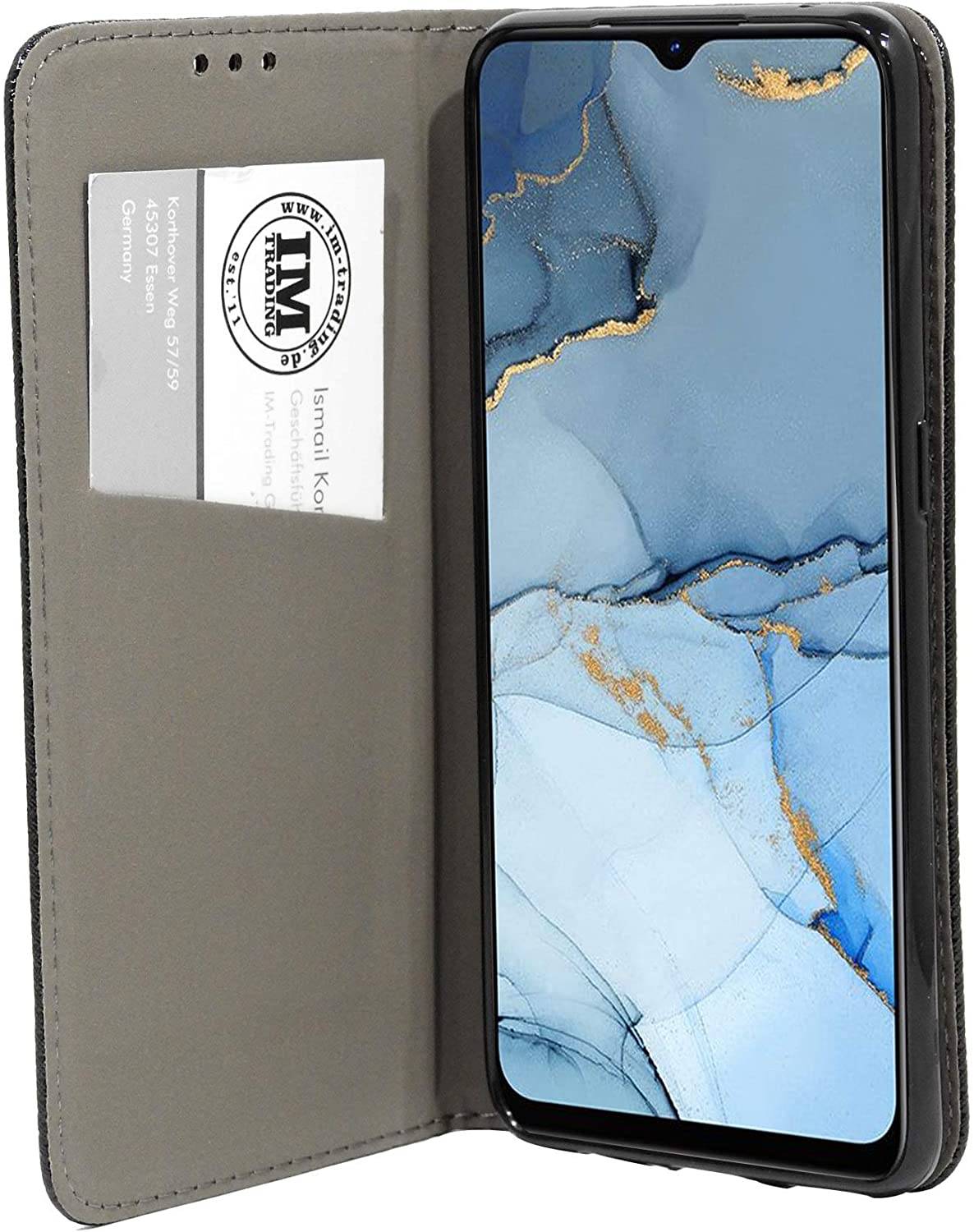 Buch Tasche "Fancy" kompatibel mit OPPO RENO 3 Handy Hülle Etui Brieftasche Schutzhülle mit Standfunktion, Kartenfach Schwarz