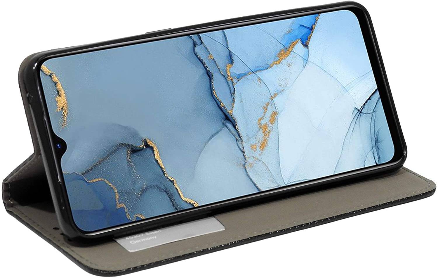 Buch Tasche "Fancy" kompatibel mit OPPO RENO 3 Handy Hülle Etui Brieftasche Schutzhülle mit Standfunktion, Kartenfach Schwarz