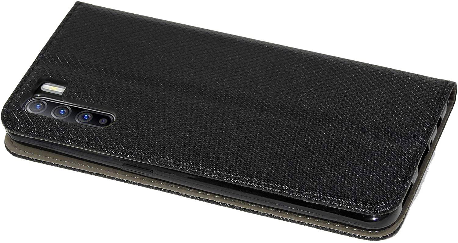 Buch Tasche "Fancy" kompatibel mit OPPO RENO 3 Handy Hülle Etui Brieftasche Schutzhülle mit Standfunktion, Kartenfach Schwarz