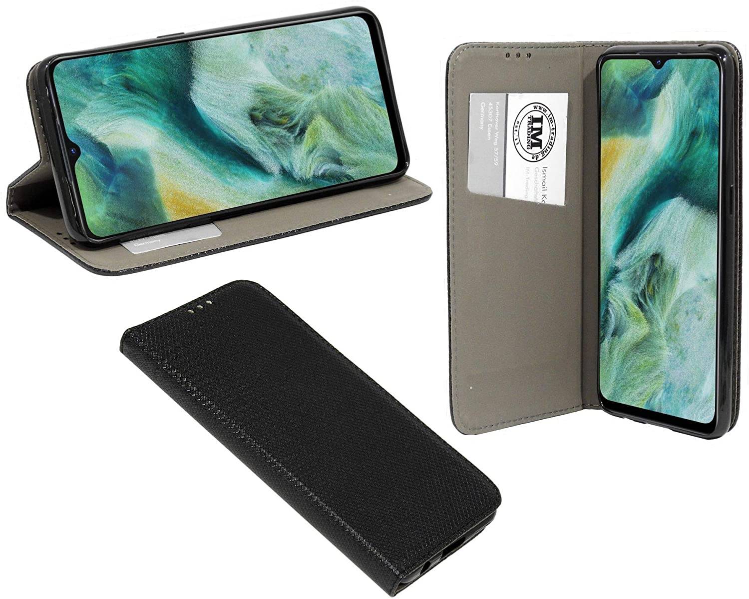 Buch Tasche "Fancy" kompatibel mit OPPO FIND X2 LITE Handy Hülle Etui Brieftasche Schutzhülle mit Standfunktion, Kartenfach Schwarz