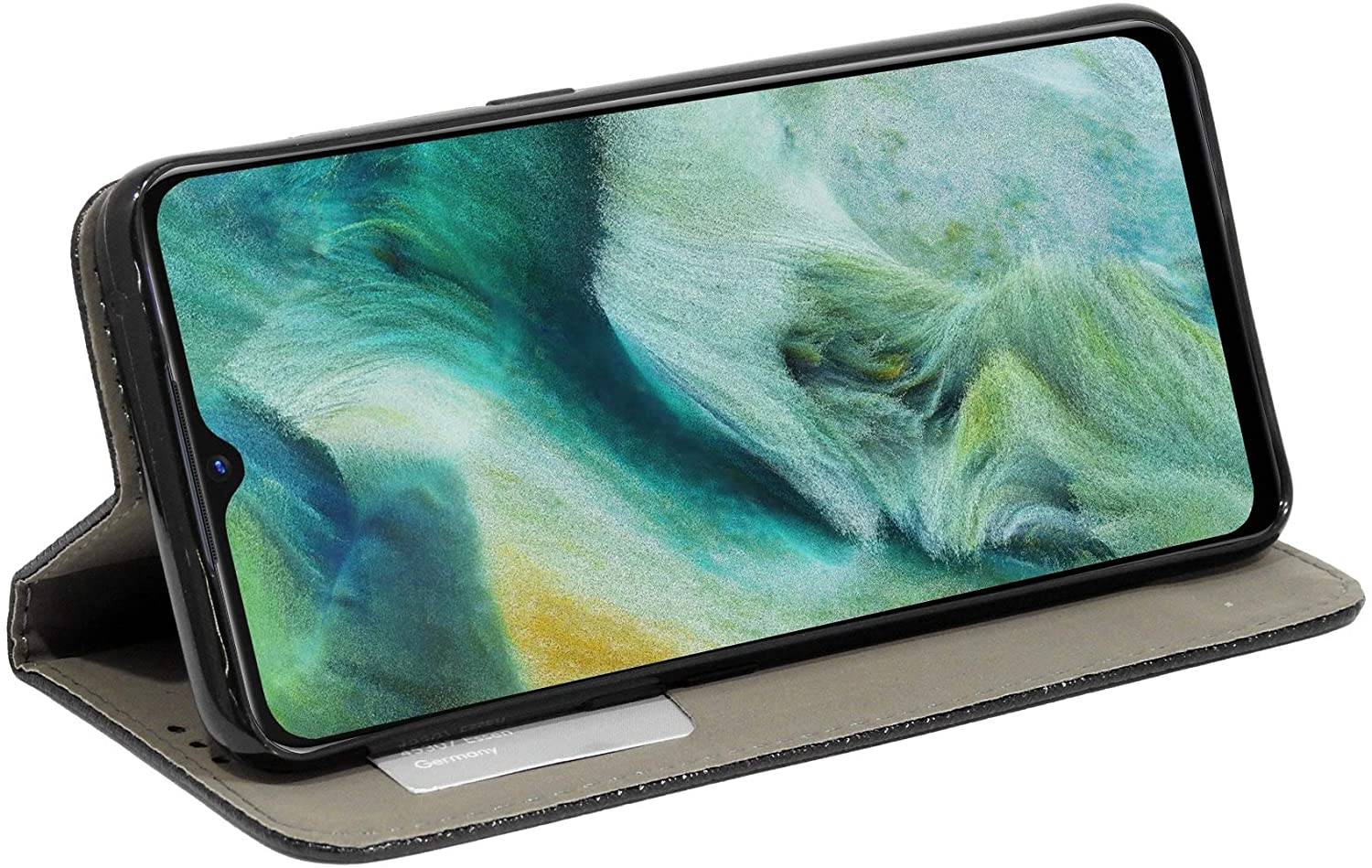 Buch Tasche "Fancy" kompatibel mit OPPO FIND X2 LITE Handy Hülle Etui Brieftasche Schutzhülle mit Standfunktion, Kartenfach Schwarz