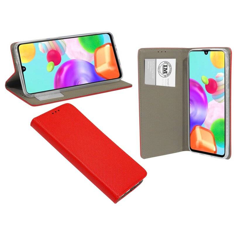 Buch Tasche Smart für SAMSUNG GALAXY A41 A415F Handy Hülle Etui Brieftasche Schutzhülle mit Standfunktion, Kartenfach Rot