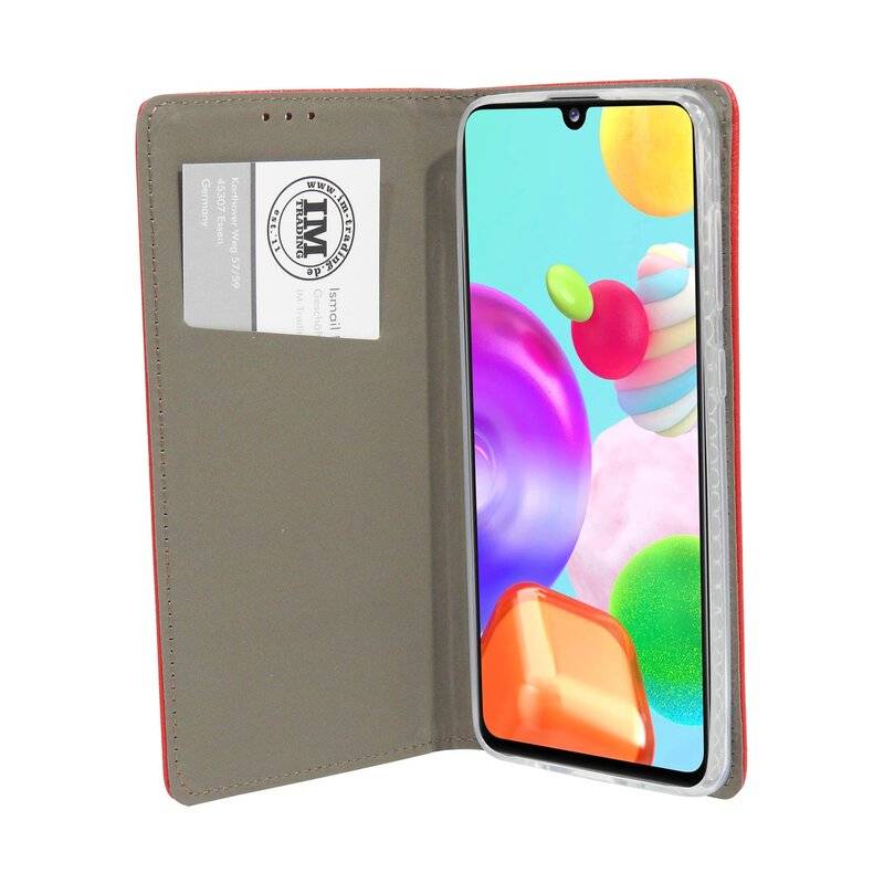 Buch Tasche Smart für SAMSUNG GALAXY A41 A415F Handy Hülle Etui Brieftasche Schutzhülle mit Standfunktion, Kartenfach Rot