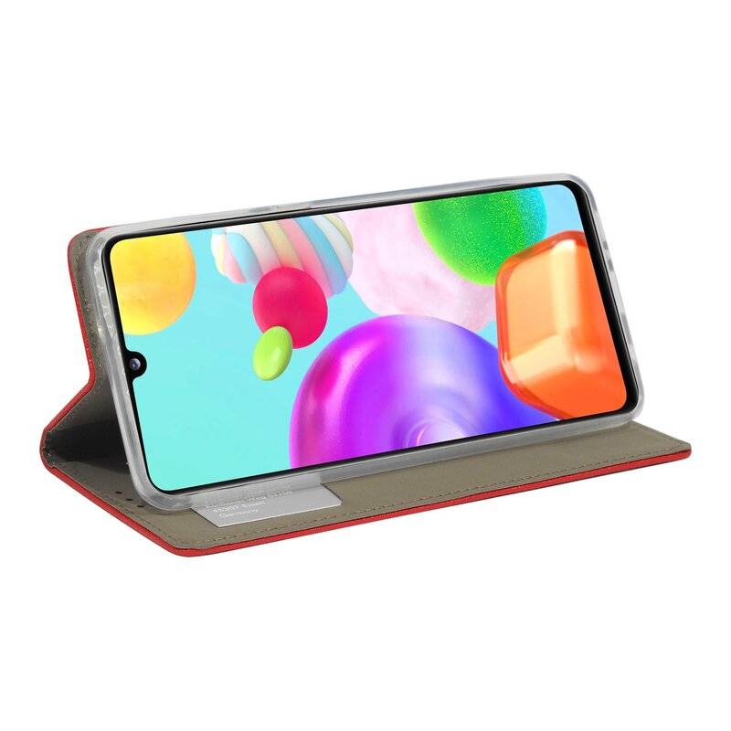 Buch Tasche Smart für SAMSUNG GALAXY A41 A415F Handy Hülle Etui Brieftasche Schutzhülle mit Standfunktion, Kartenfach Rot