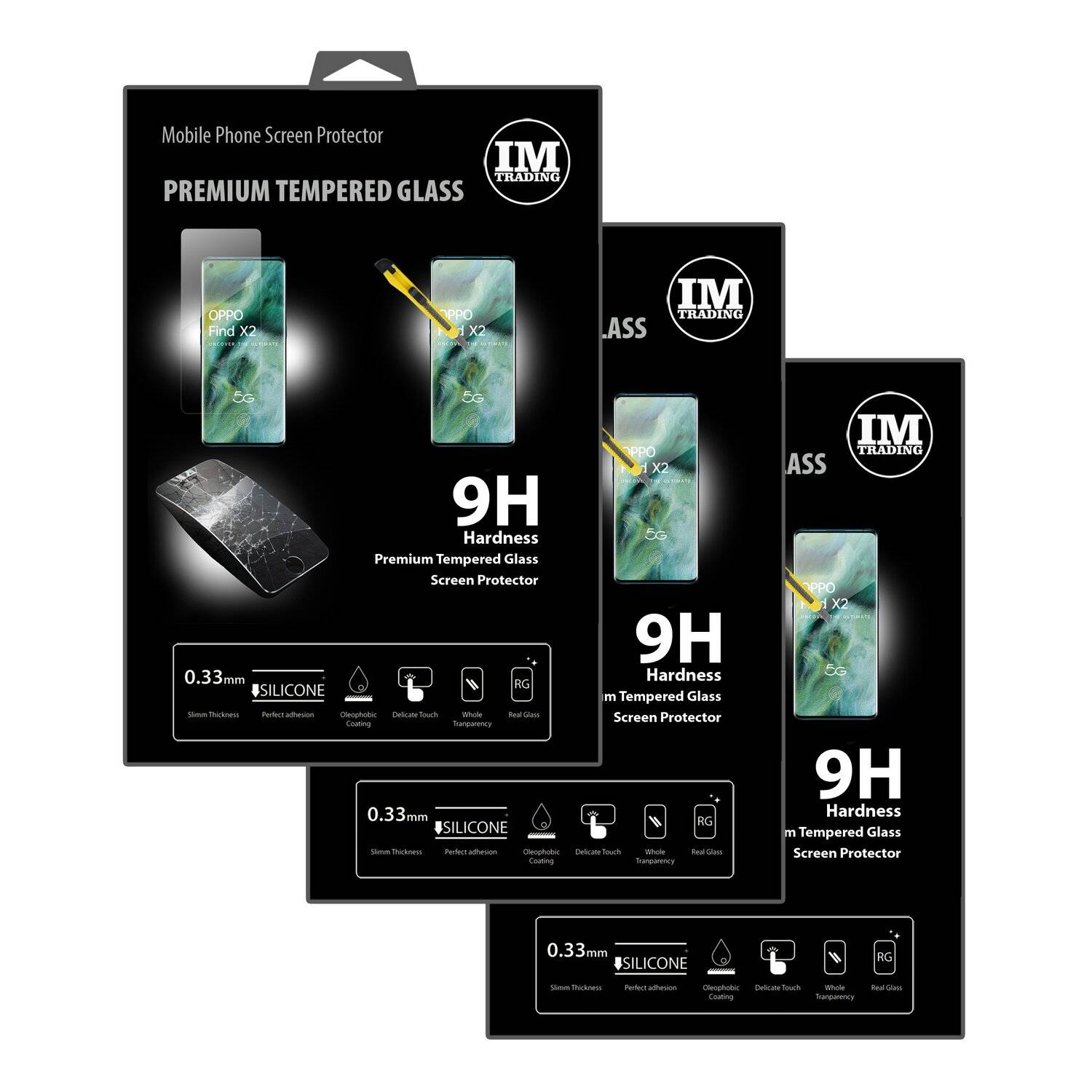 cofi1453 3X Schutz Schutz Glas 9H Tempered Glass Display Schutz Folie Display Glas Screen Protector kompatibel mit Oppo Find X2