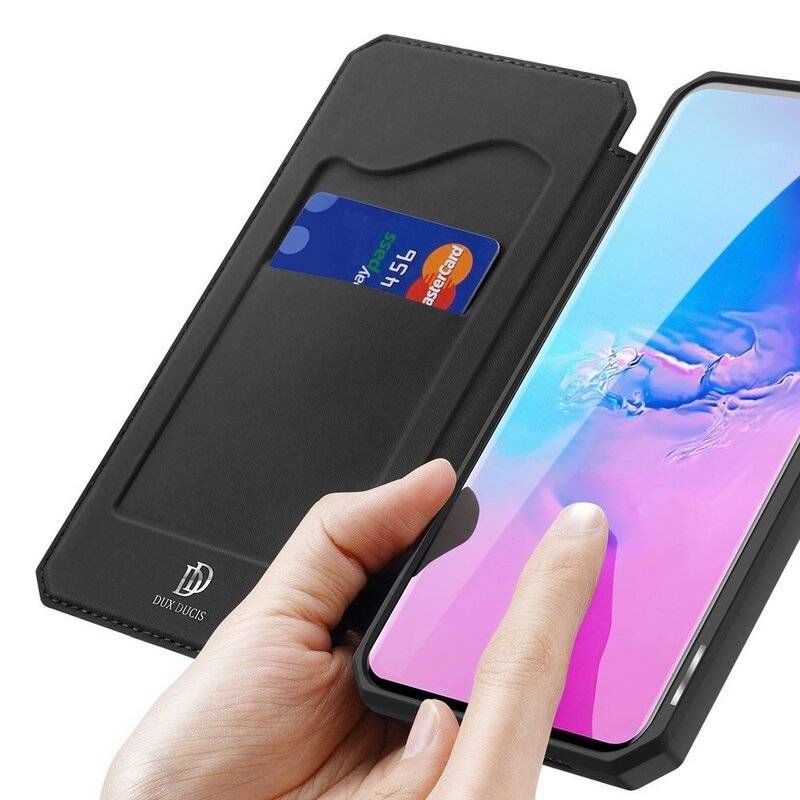 Buch Tasche Skin X Dux Ducis für SAMSUNG GALAXY A41 A415F Handy Hülle Etui Brieftasche Schutzhülle mit Standfunktion, Kartenfach Schwarz