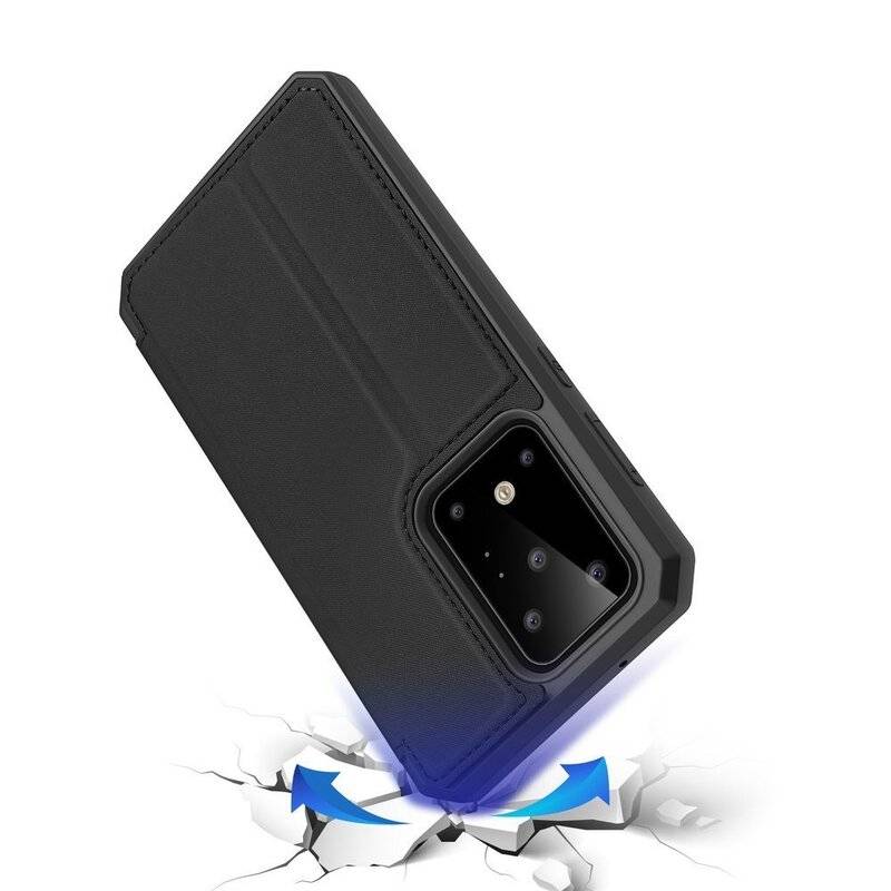 Buch Tasche Skin X Dux Ducis für SAMSUNG GALAXY A41 A415F Handy Hülle Etui Brieftasche Schutzhülle mit Standfunktion, Kartenfach Schwarz
