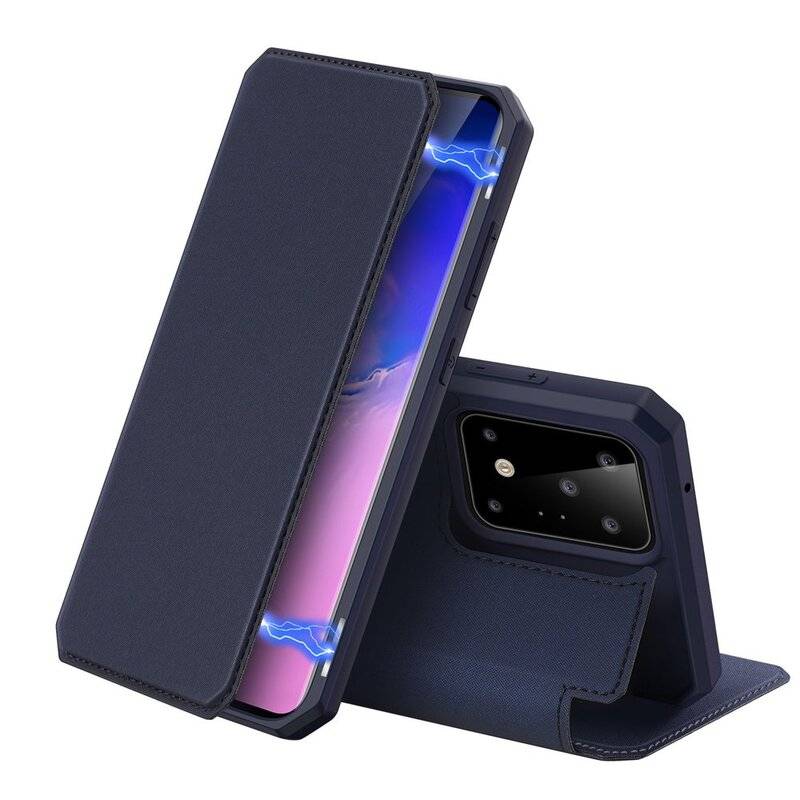 Buch Tasche Skin X Dux Ducis für SAMSUNG GALAXY A71 5G A716F Handy Hülle Etui Brieftasche Schutzhülle mit Standfunktion, Kartenfach Blau