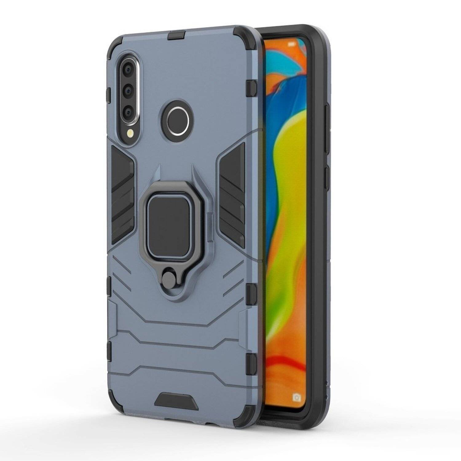 Ring Armor Kickstand Schutzhülle Bumper für Xiaomi Redmi Note 9 Pro Max Silikon Hard Case Hülle Zubehör Tasche Schutzschale Schutz Blau