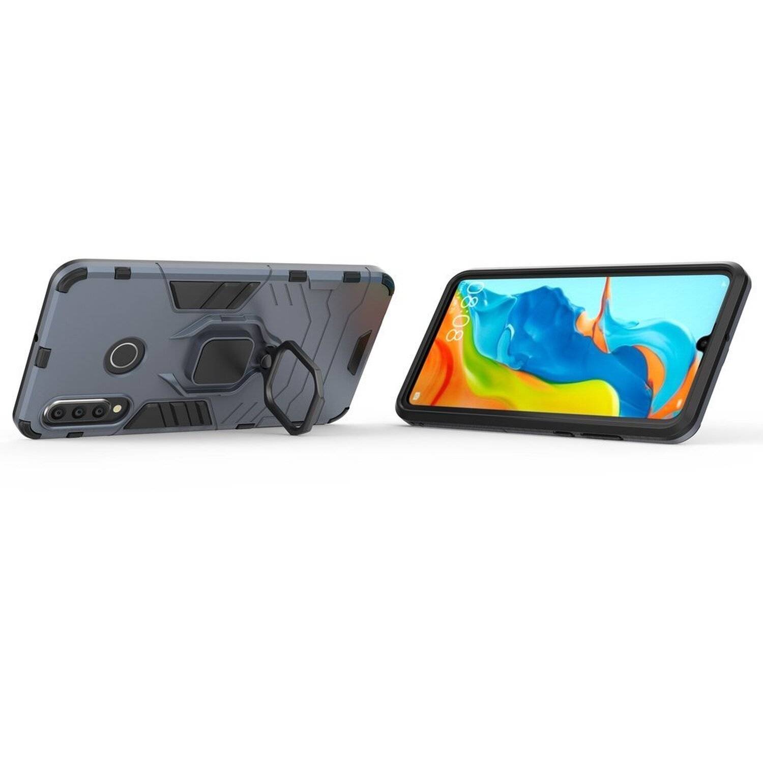 Ring Armor Kickstand Schutzhülle Bumper für Xiaomi Redmi Note 9 Pro Max Silikon Hard Case Hülle Zubehör Tasche Schutzschale Schutz Blau