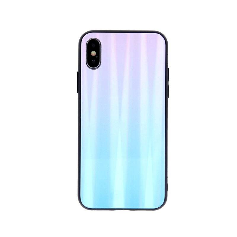 cofi1453® Aurora Glas Etui Silikon Hülle kompatibel mit Samsung Galaxy S20 Ultra (G988B) Hart Case TPU Handy Cover Schutz Blau-Pink